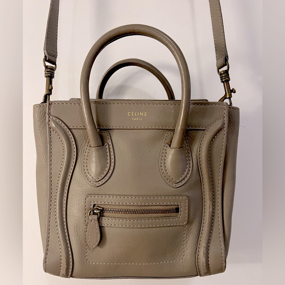 CELINE Nano Luggage Bag Mushroom Grey/taupe